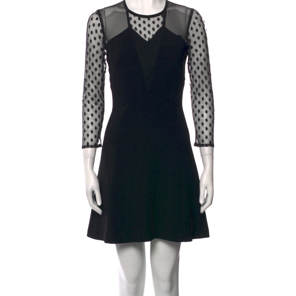 Sandro Black A-Line Long Sleeve Dress